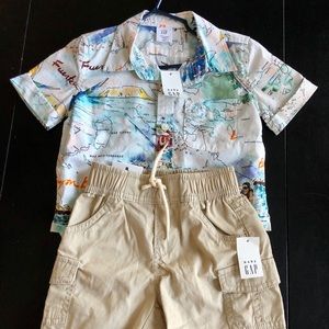 NWT Boys GAP Hawaiian Shirt and Shorts 12-24 Mo